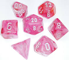 7 Pink/silver Ghostly Glow Polyhedral Dice Set - CHX27524